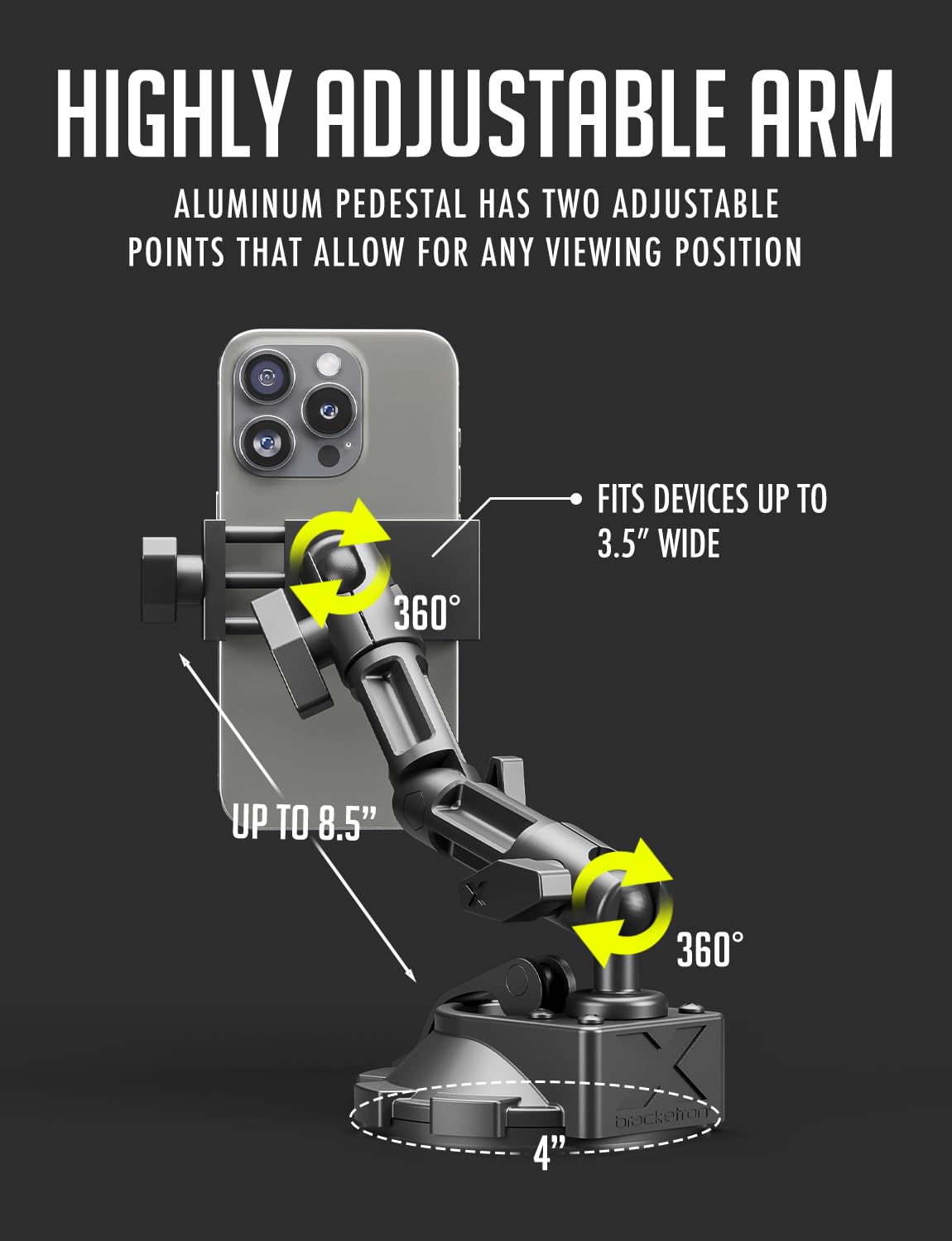 Heavy-Duty Universal Phone Car Mount - HD PRO Dash & Window Metal Clamp Holder for iPhone, Samsung, GPS - BX1-579-2 | Secure Hands-Free Driving, Perfect for Road Trips & Daily Commutes