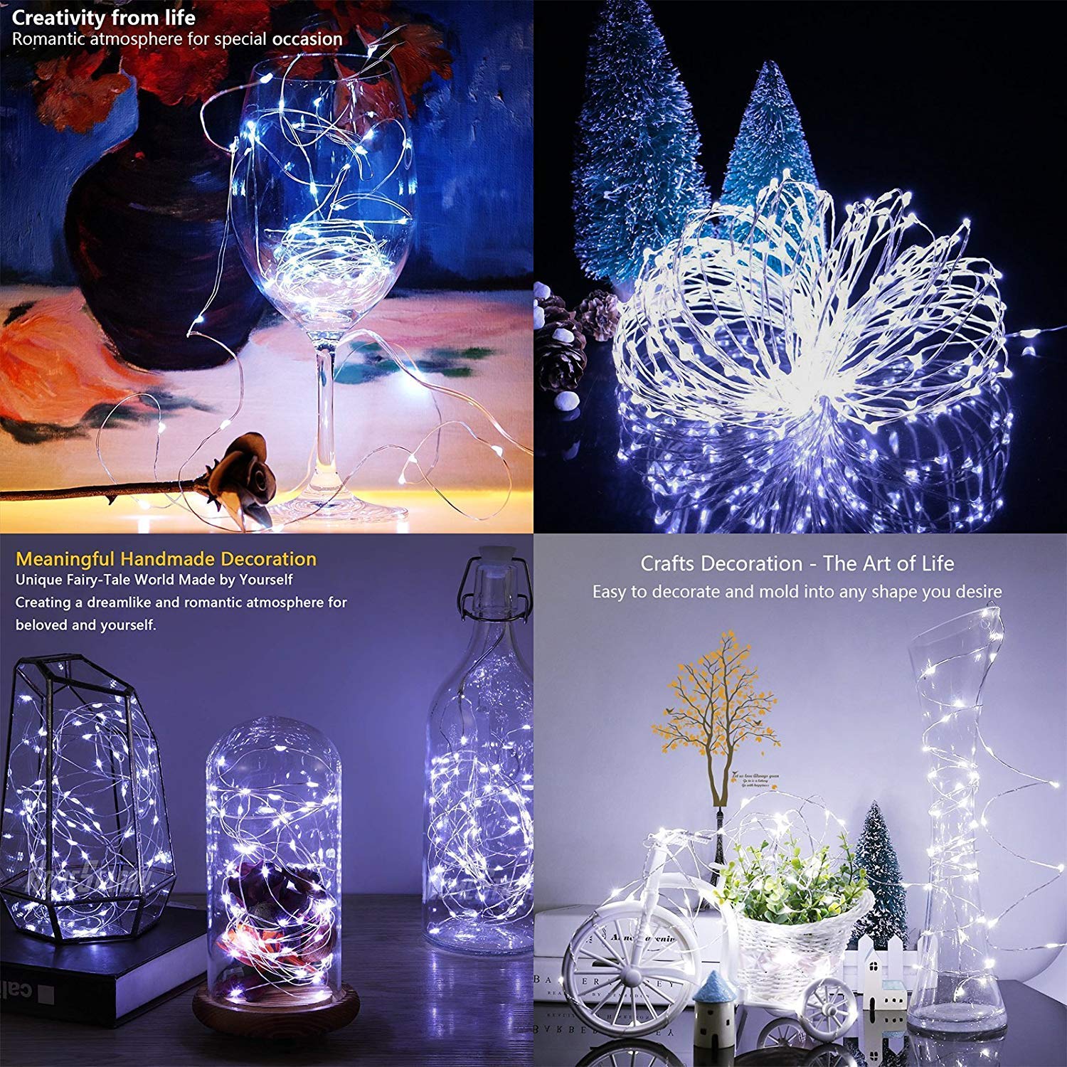 TingMiao 100 LED Fairy Lights - 33ft Cool White Battery Operated String Lights with Remote & Timer, Waterproof Copper Wire for Christmas Tree, Wedding, Party, Home, Garden, Bedroom Decor (2 Pack) - Perfect for Indoor/Outdoor Holiday & Event Lighting