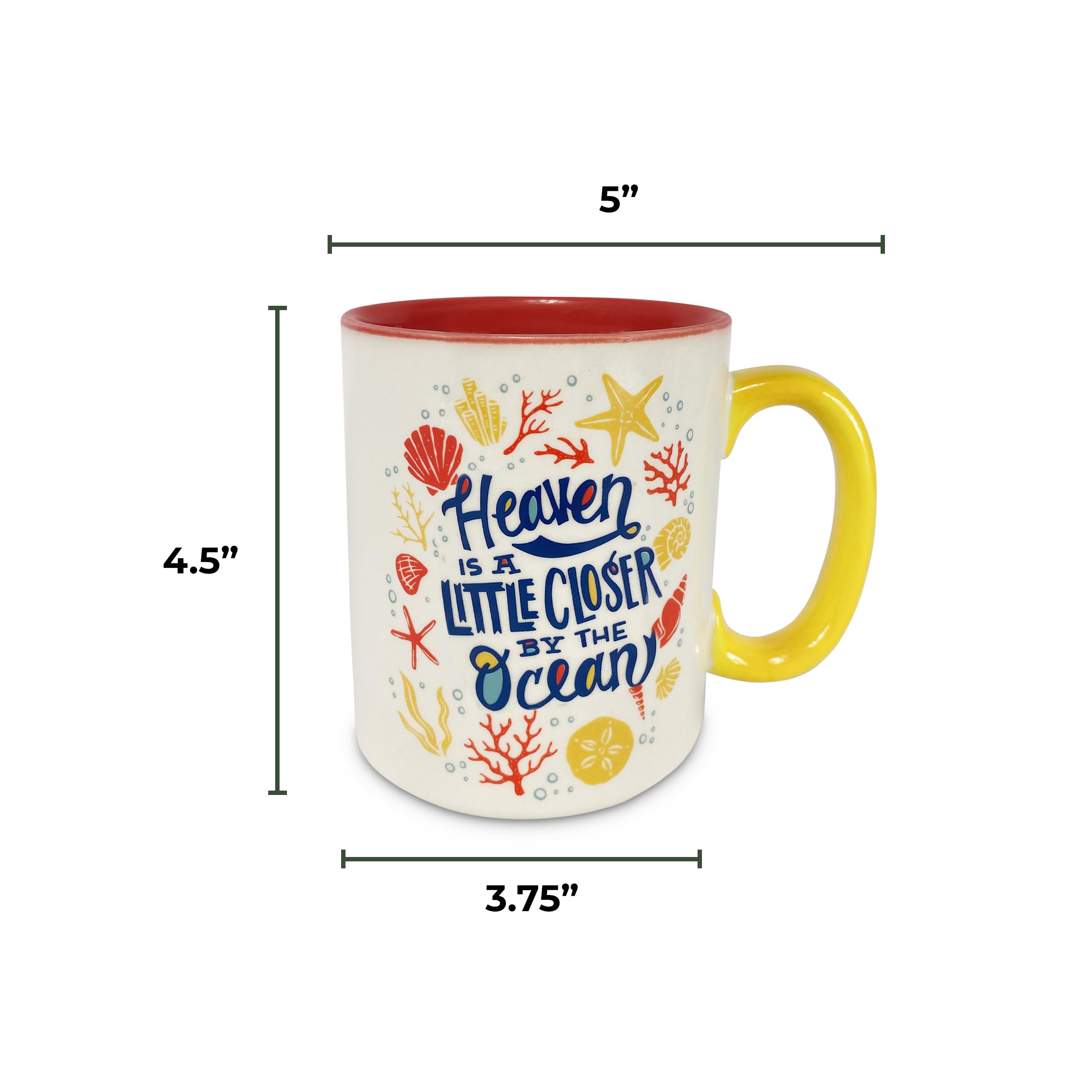 Rivers Edge Products 16 Oz Ocean Ceramic Coffee Mug with Handle - Premium Espresso & Tea Cup for Coffee, Latte, Tea - Perfect for Home, Office, Cafe & Gifts - Heaven Ocean Design