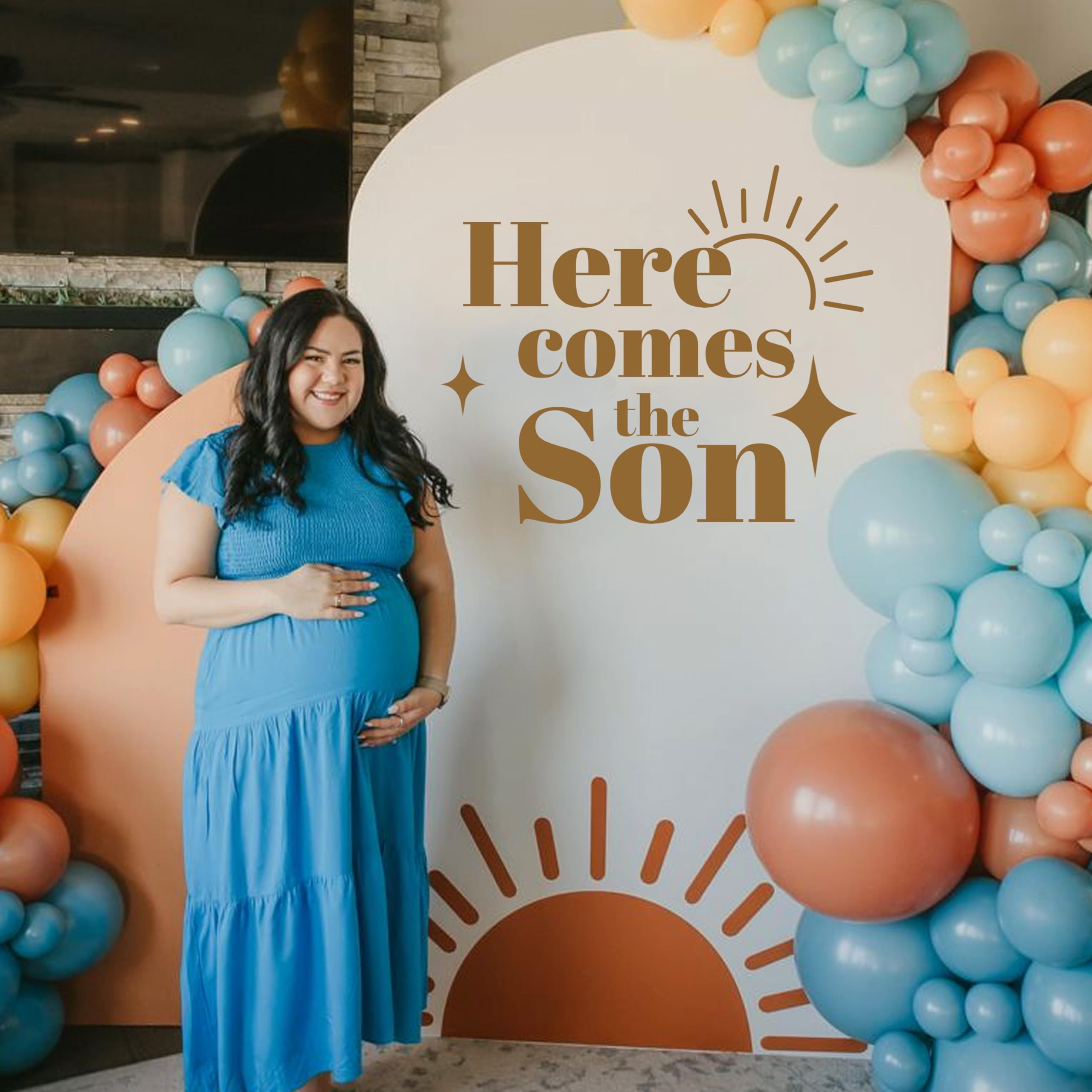 Gender Reveal Wall Decal - Bohemian Sun Baby Shower Decor for Boy or Girl, Nursery Room Mural, Birthday Party Backdrop & Photo Prop - Perfect for Baby Showers, Gender Reveal Parties and Newborn Celebrations