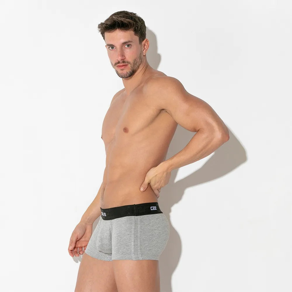Code 22 Basic 3 Pack Cotton Boxer Briefs for Men - Black/White/Grey - Soft Breathable Underwear for Everyday Comfort & Active Lifestyle