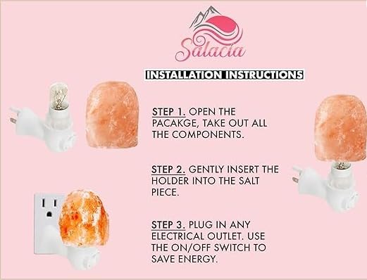 Natural Pink Himalayan Salt Night Light with On/Off Switch, 15W Bulb, Gibraltar Design - Ideal Small Lamp for Home Decor, Bedroom, Living Room, Yoga Studio & Meditation Space