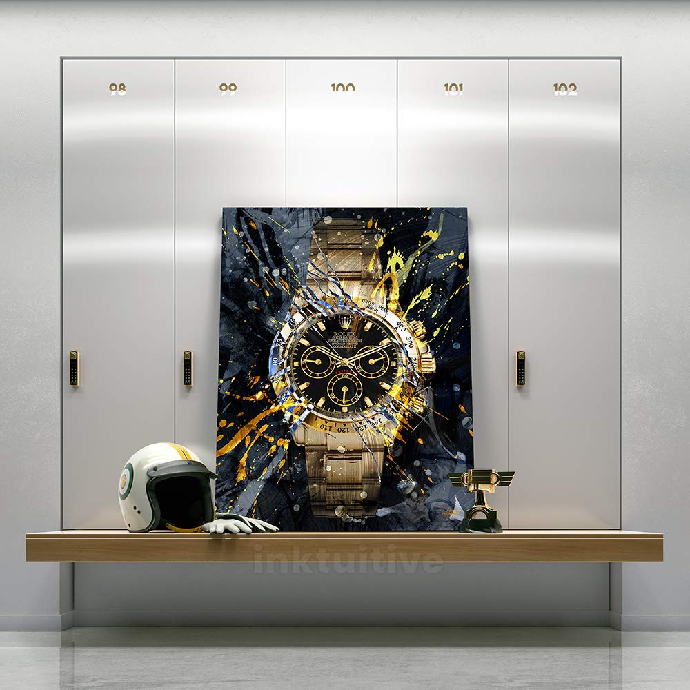 Inktuitive 'Perpetual Time' Motivational Canvas Wall Art - 24x18 Inch Rolex Watch Framed Print, Premium Canadian Timber Frame, Easy Hang - Perfect for Living Room, Office & Home Decor Inspiration