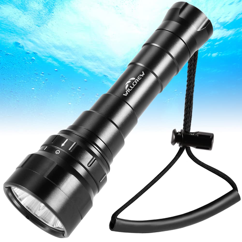 DF60 6000 Lumen Professional Scuba Diving Flashlight - IPX8 Waterproof Underwater Torch Light with Charger, 150M Depth Rating for Night Diving, Cave Exploration & Marine Photography