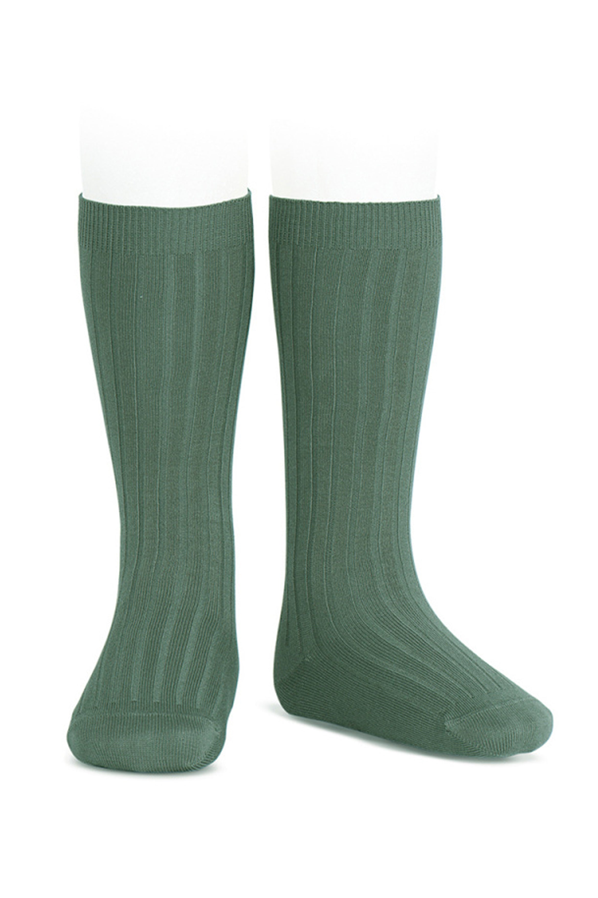 Moss Green Wide Ribbed Knee High Socks for Women - Comfortable & Stylish Winter Warm Socks - Perfect for Boots, Outfits & Cold Weather Fashion