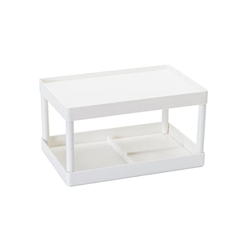 GGHHJ 2-Tier Plastic Desktop Storage Shelf - White Organizer for Cosmetics, Office Supplies & Home Accessories | Perfect for Desk, Bathroom & Vanity Organization