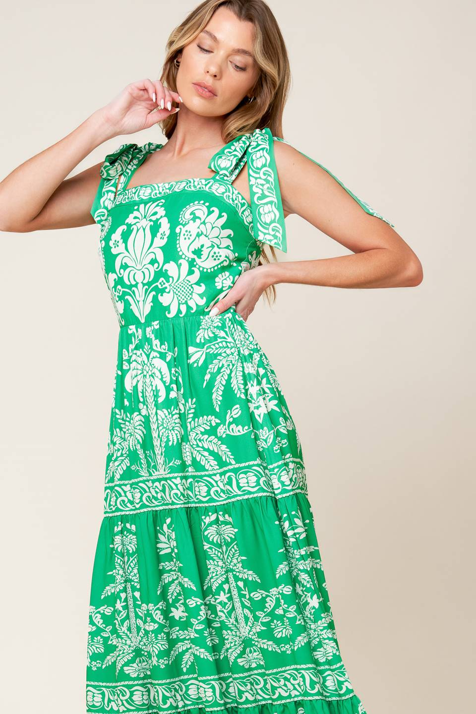 Fauna Maxi Dress in Green - Flowy Boho Summer Dress for Women, Perfect for Beach Vacations, Music Festivals & Casual Outings