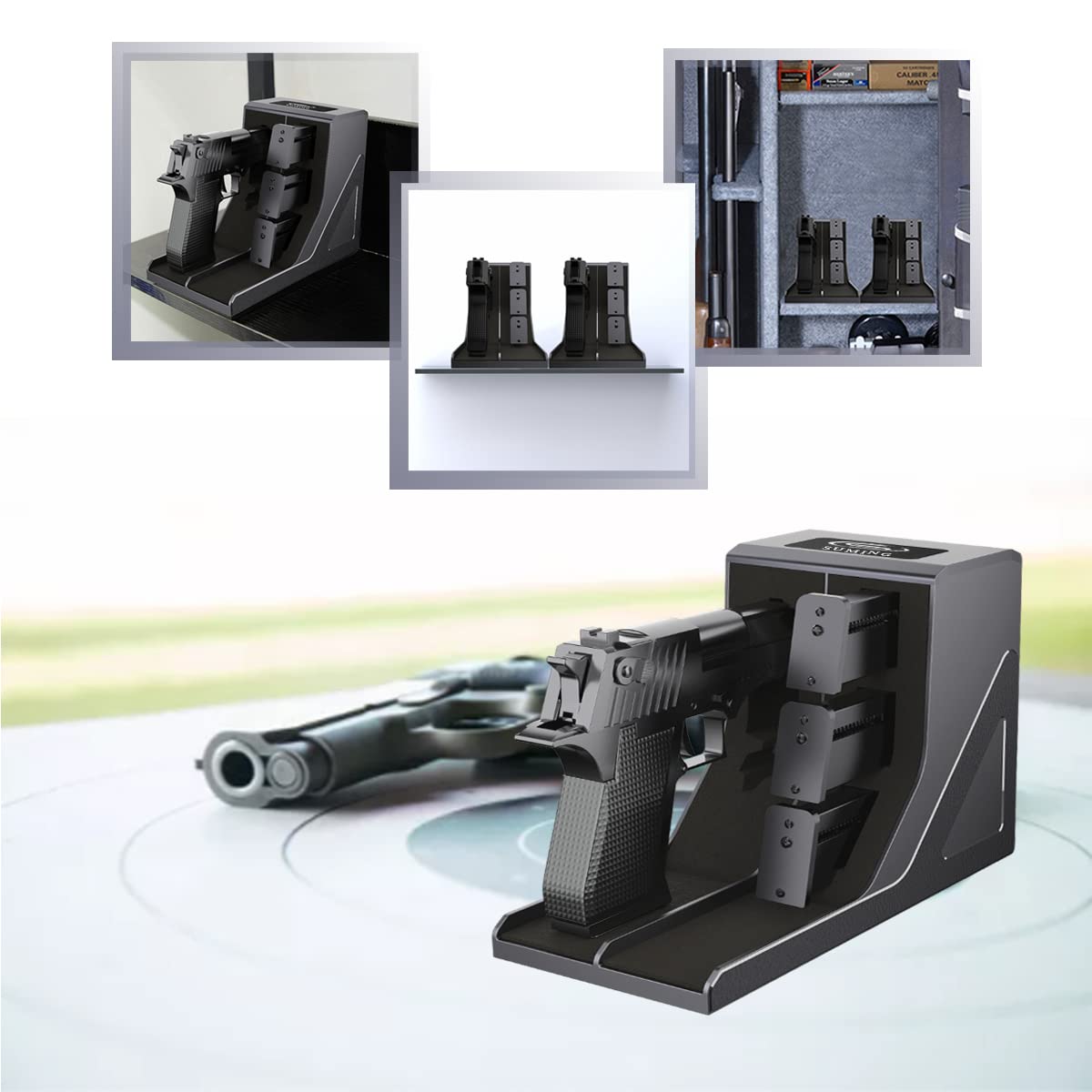 Universal Pistol Rack for Gun Safe - Heavy Duty Handgun Holder & Protective Stand - Fits Most Pistols & Firearms - Perfect for Home, Office & Range Storage Organization