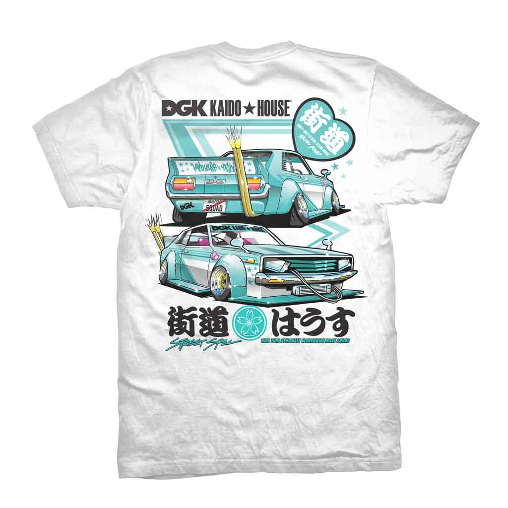 DGK x Kaido House Zokusha SS Tee - White Cotton T-Shirt for Streetwear & Skate Style | Men's Graphic Tee for Casual Wear & Urban Fashion