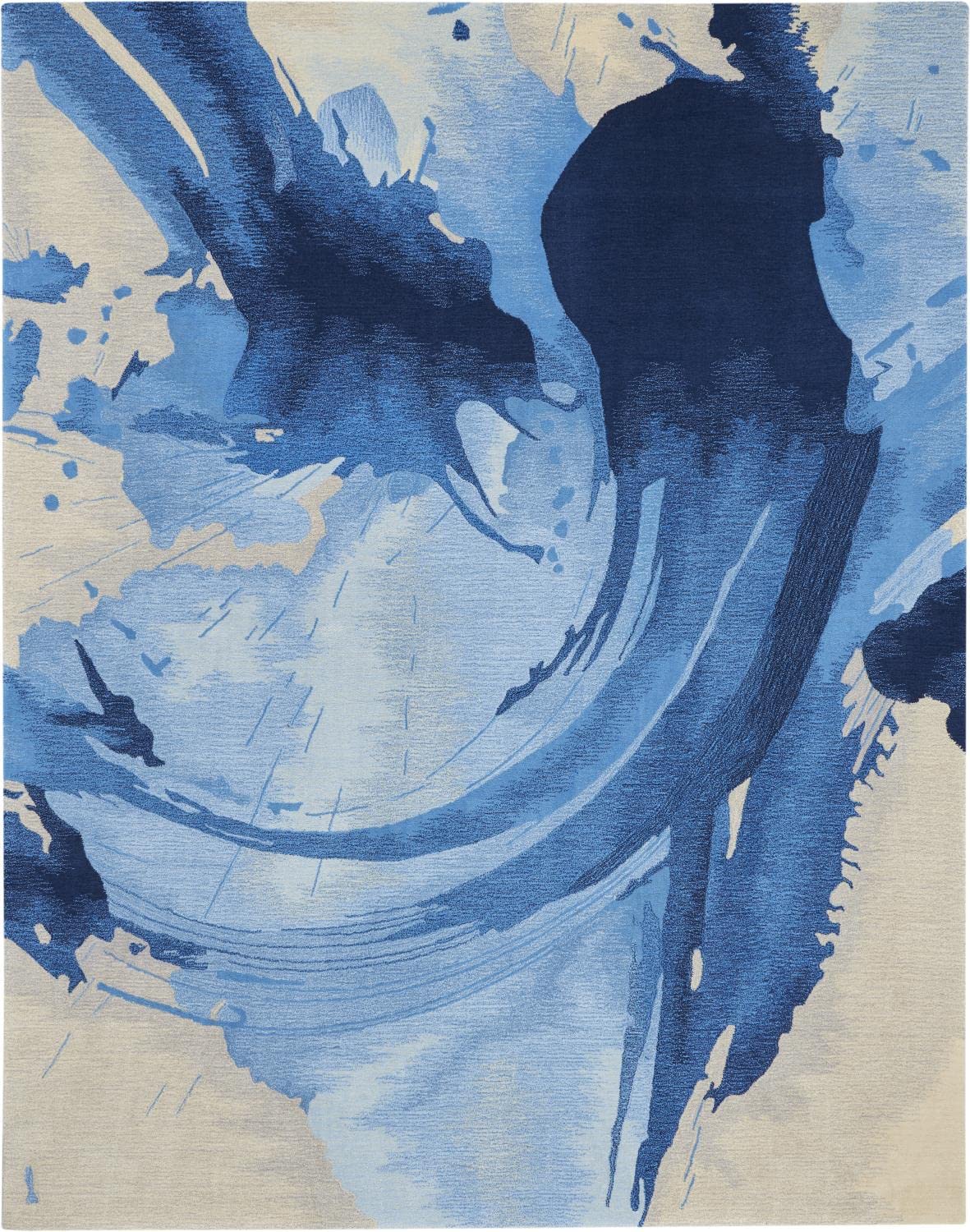 Nourison Symmetry Abstract Blue Ivory 7'9