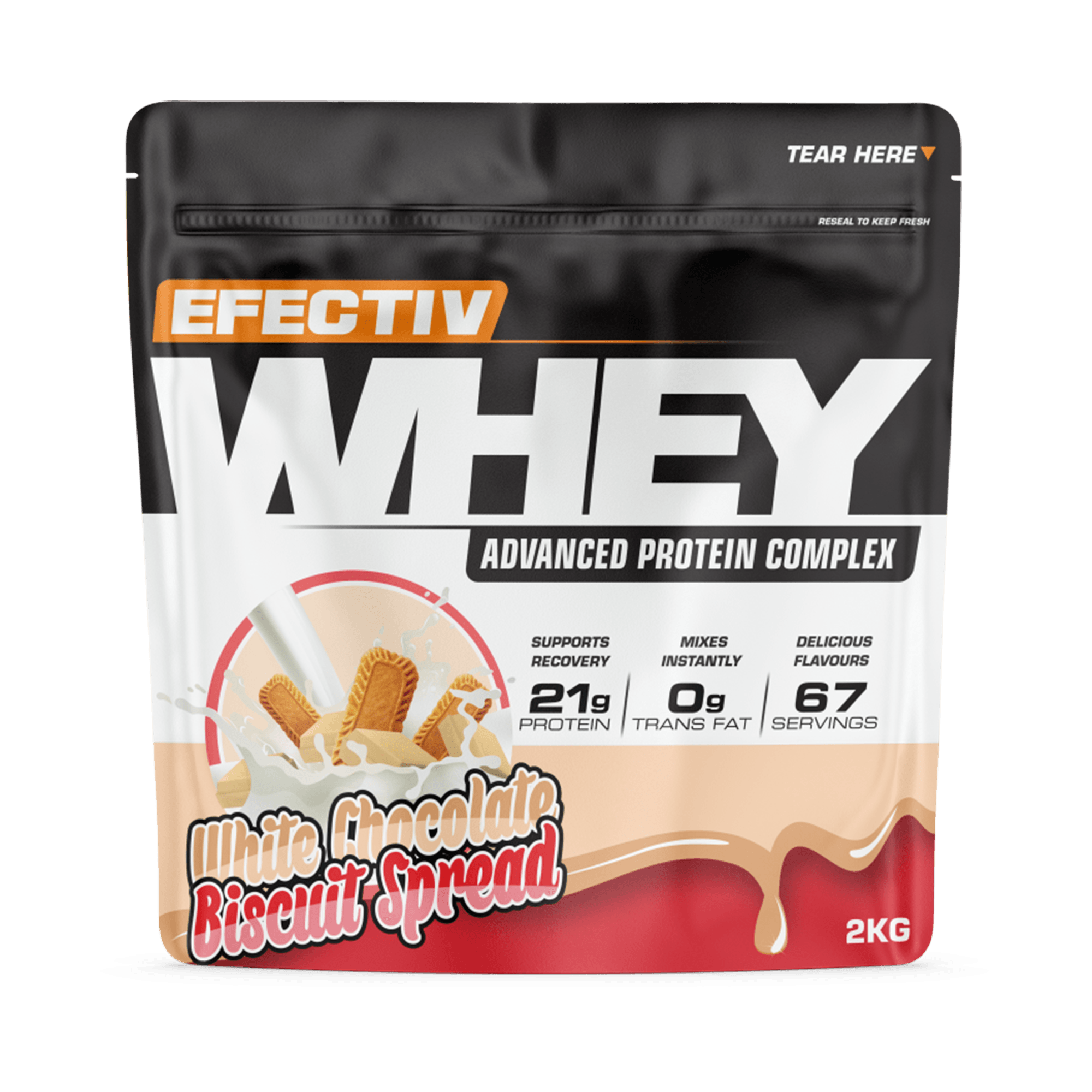 Efectiv Nutrition Whey Protein Powder 2kg (4.4 lbs) - Premium Muscle Recovery & Growth Supplement for Gym, Fitness & Post-Workout