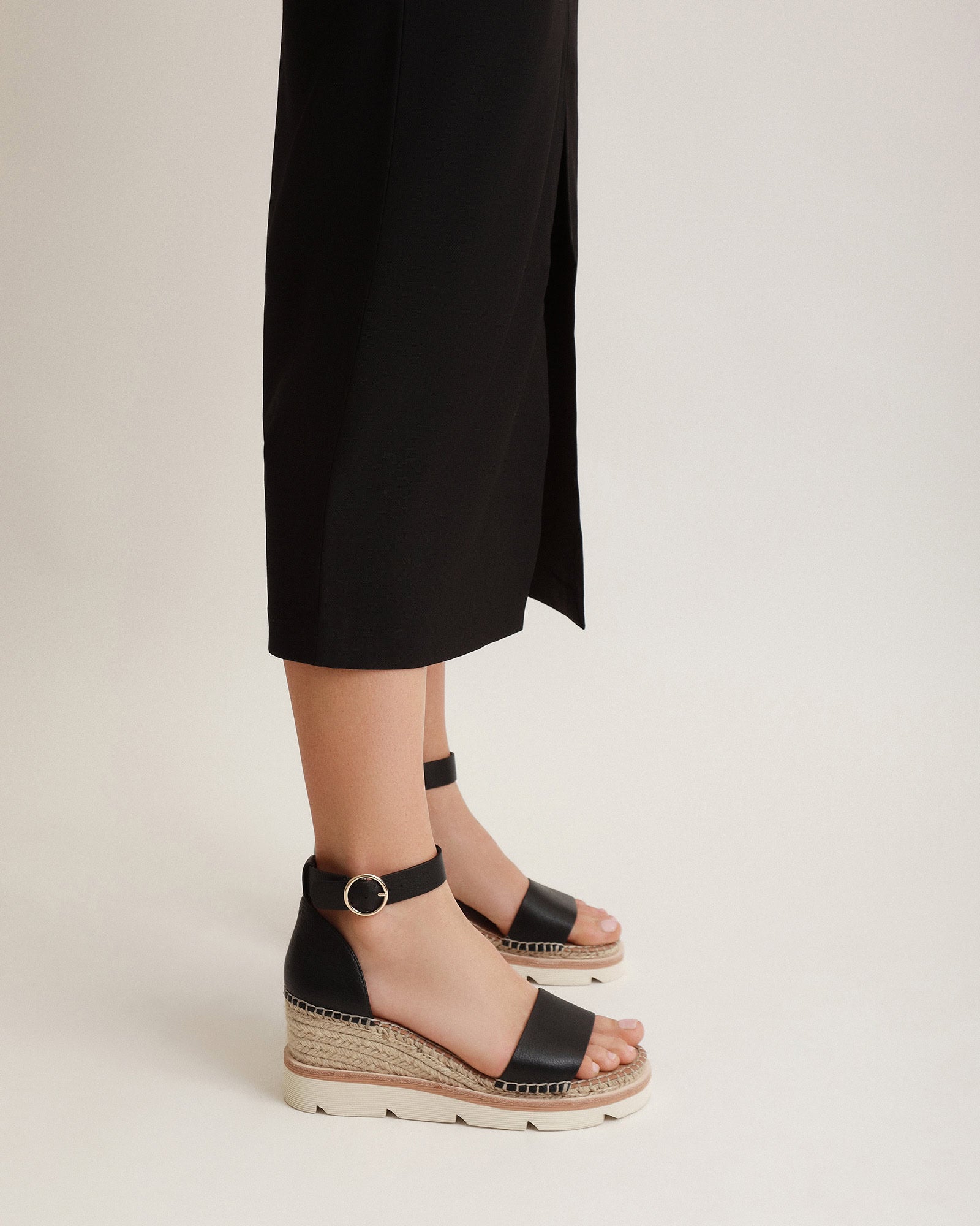 Kelly Women's Black & White Mid Heel Wedge Sandals - Comfortable & Stylish for Summer, Beach, and Casual Outings