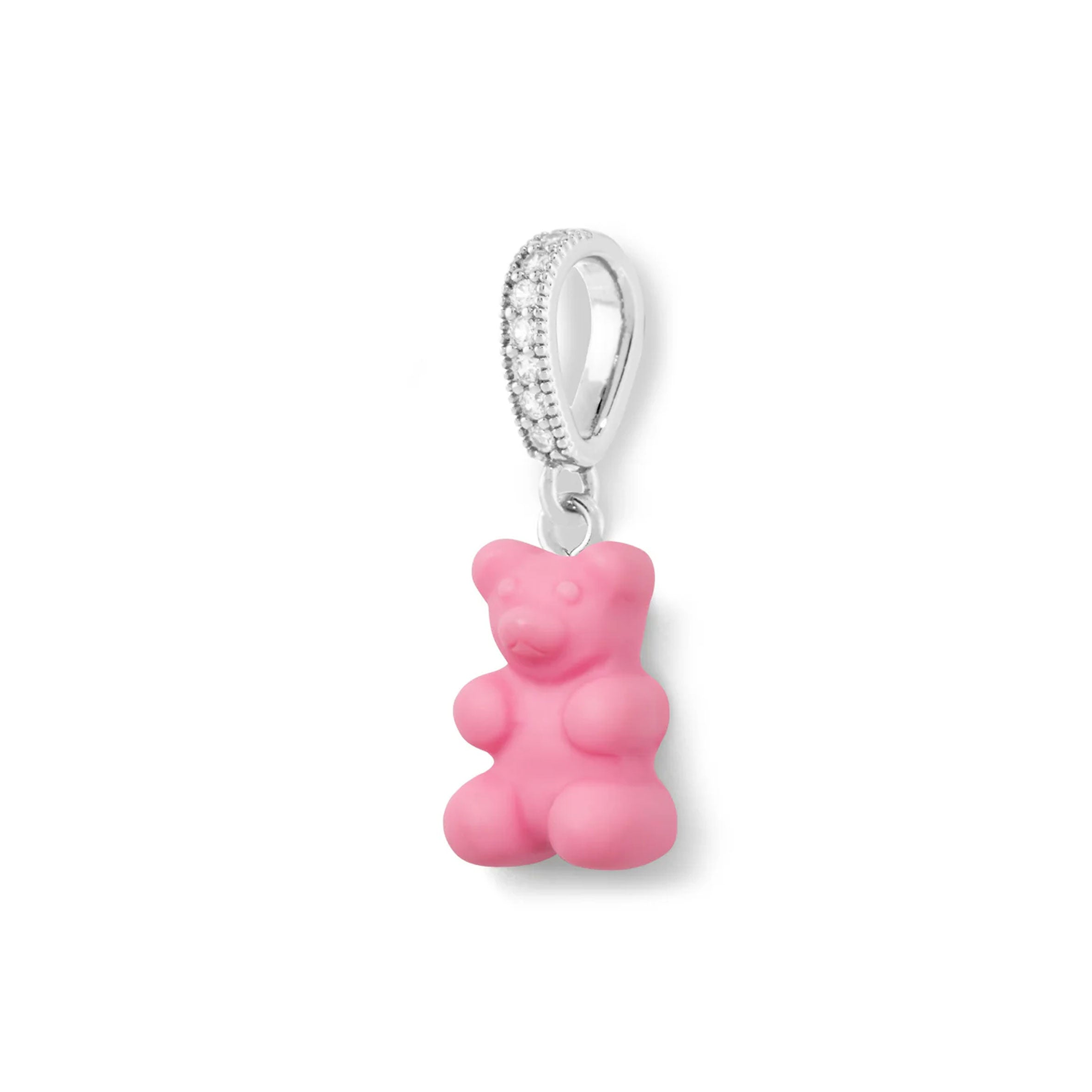 Vintage Matte Bear Pendant Necklace with Pave Silver Connector - Perfect for Casual Wear, Gifts & Special Occasions