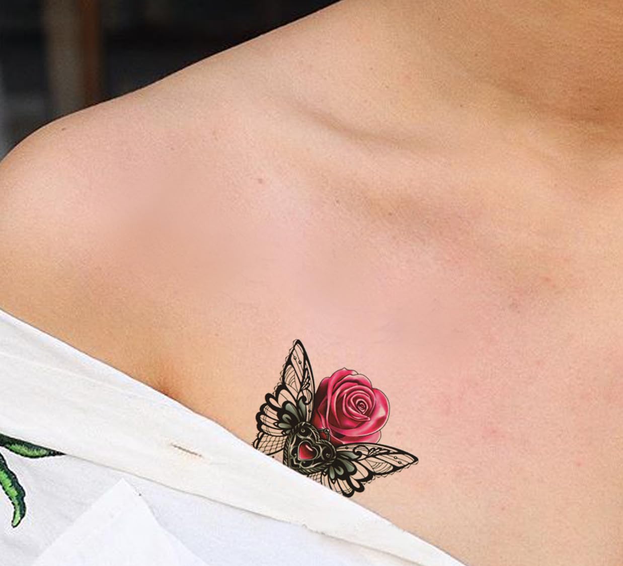 Waterproof Temporary Tattoo Stickers for Men, Women, Kids - 3D Realistic Flowers, Butterflies, Stars, Angels, Wolves & Armband Designs (21x15cm) - Perfect for Parties, Halloween, Cosplay & Body Art