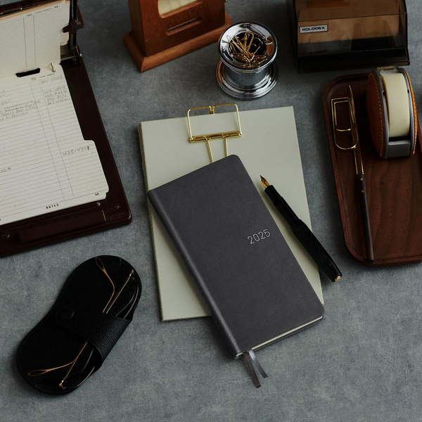 Hobonichi Techo 2025 Planner - Premium Leather Cover, Steel Gray Weeks Hardcover, Weekly Horizontal Layout, English Edition | Perfect for Journaling, Productivity & Time Management