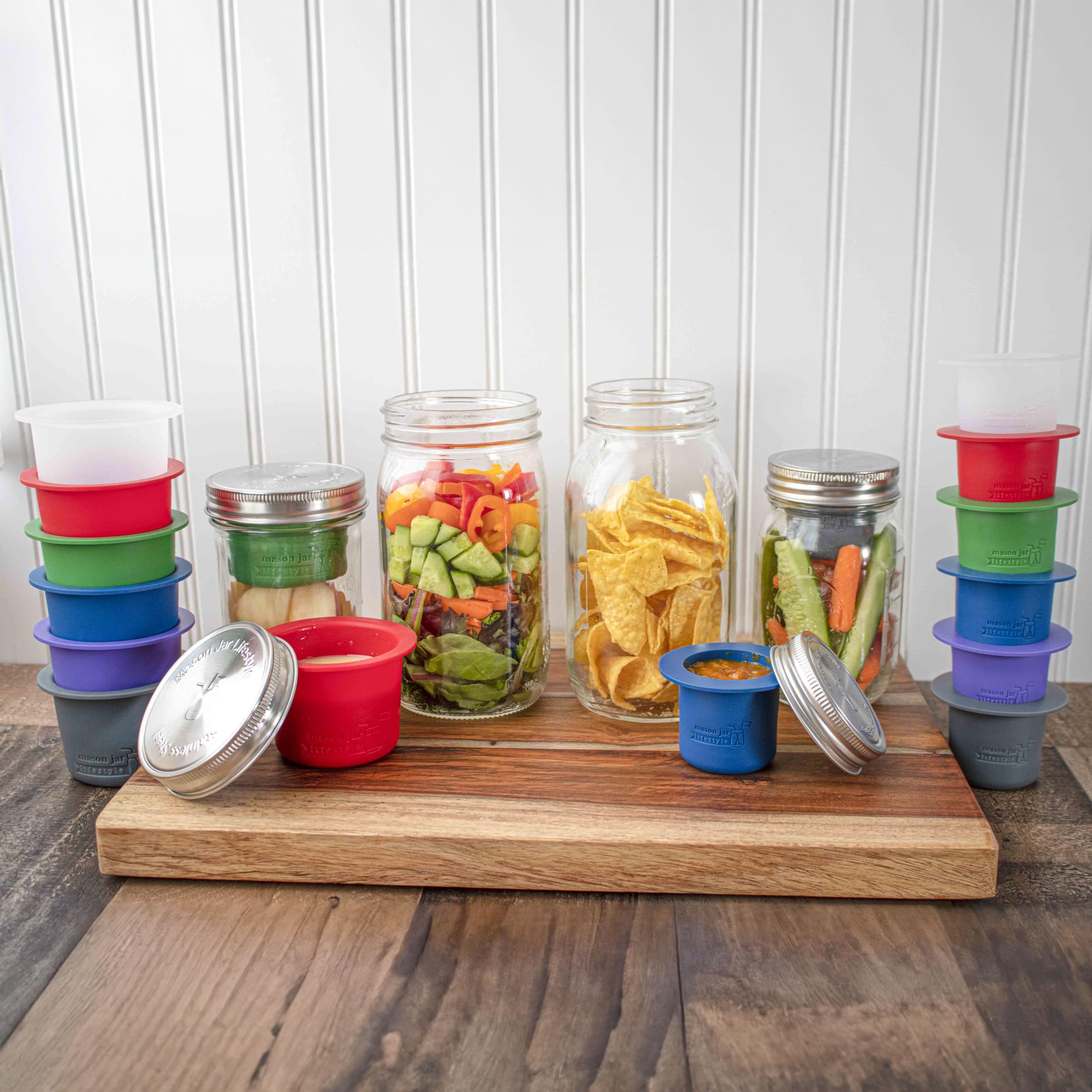 Eco-Friendly Mason Jar Bento Lunch Container - Plastic-Free Divider Cup for Salads, Dips & Snacks (Charcoal Gray, Regular Mouth) | Perfect for Meal Prep, Picnics & Office Lunches