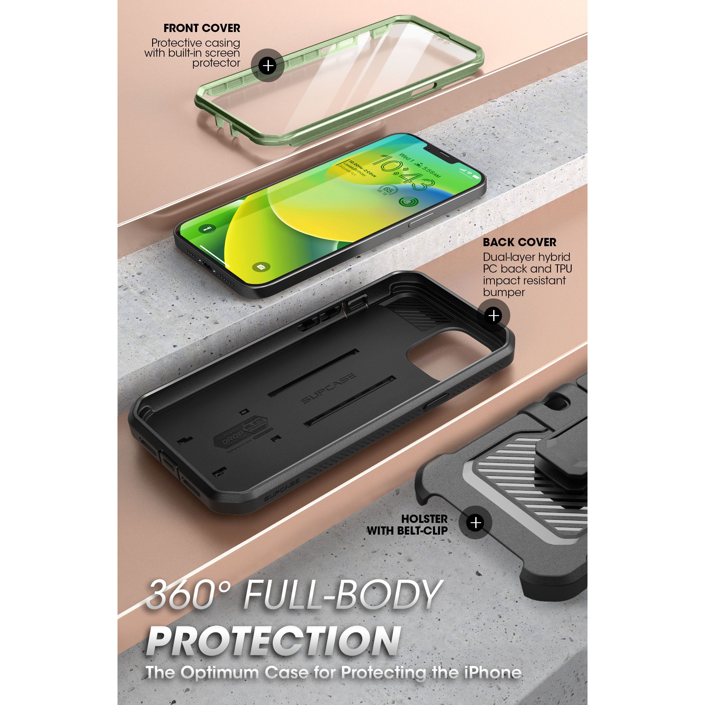 iPhone 14 6.1 Inch Unicorn Beetle PRO Heavy Duty Rugged Case - Dark Green | Shockproof & Drop Protection | Perfect for Outdoor, Work & Adventure Activities