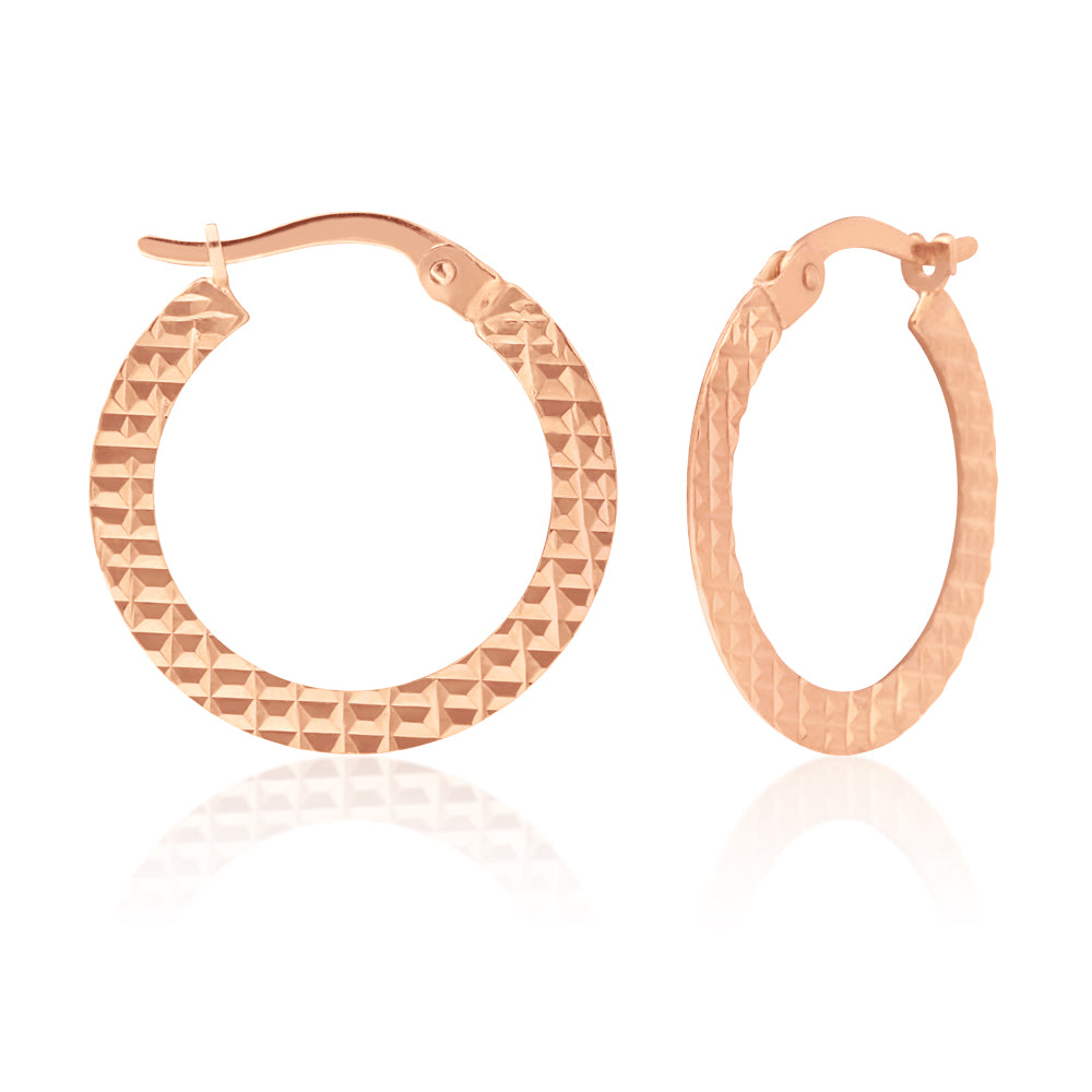 9ct Rose Gold Silver Filled Hoop Earrings for Women - Elegant Dainty Huggie Hoops - Perfect for Everyday Wear, Date Night & Special Occasions