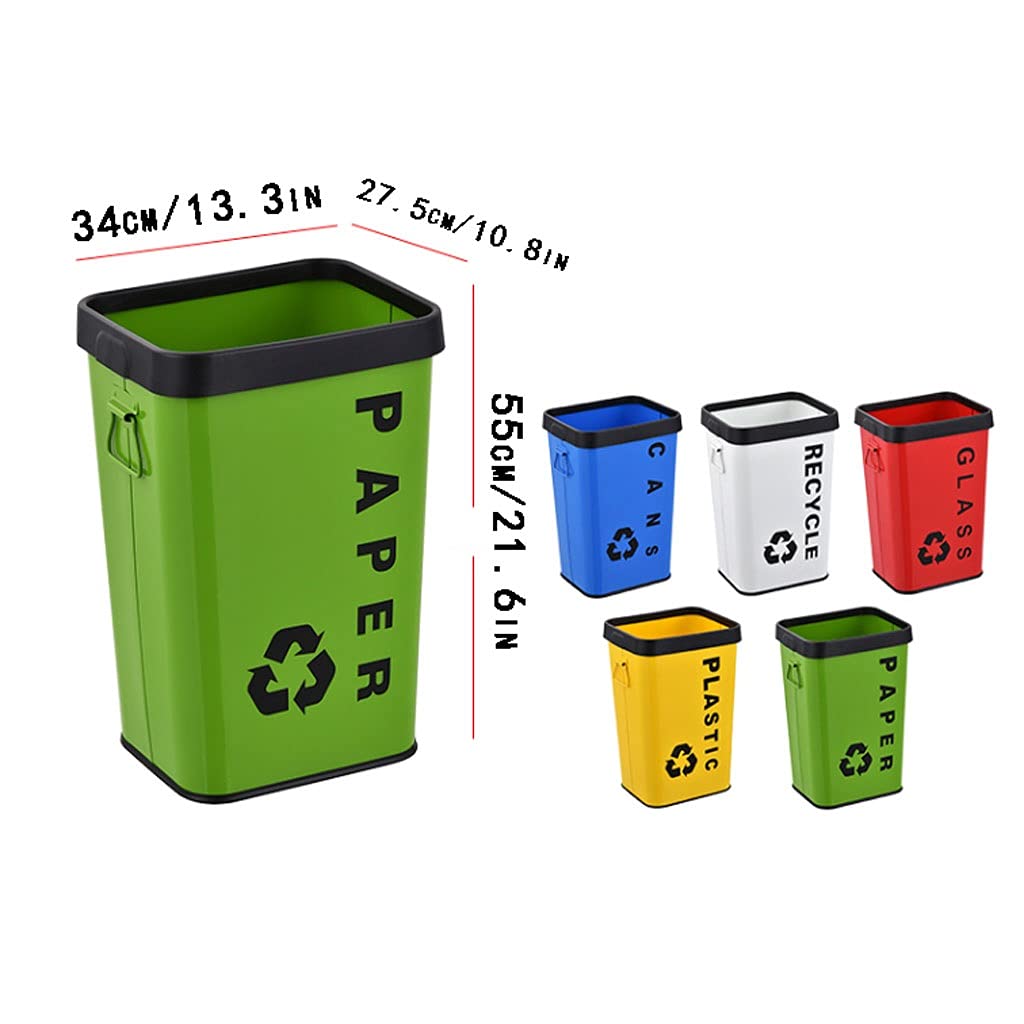 Eco-Friendly 40L/10.5 Gallon Metal Trash Can - Large Capacity Round Garbage Bin with Lid, Durable & Easy to Clean for Kitchen, Office, Bathroom - Red