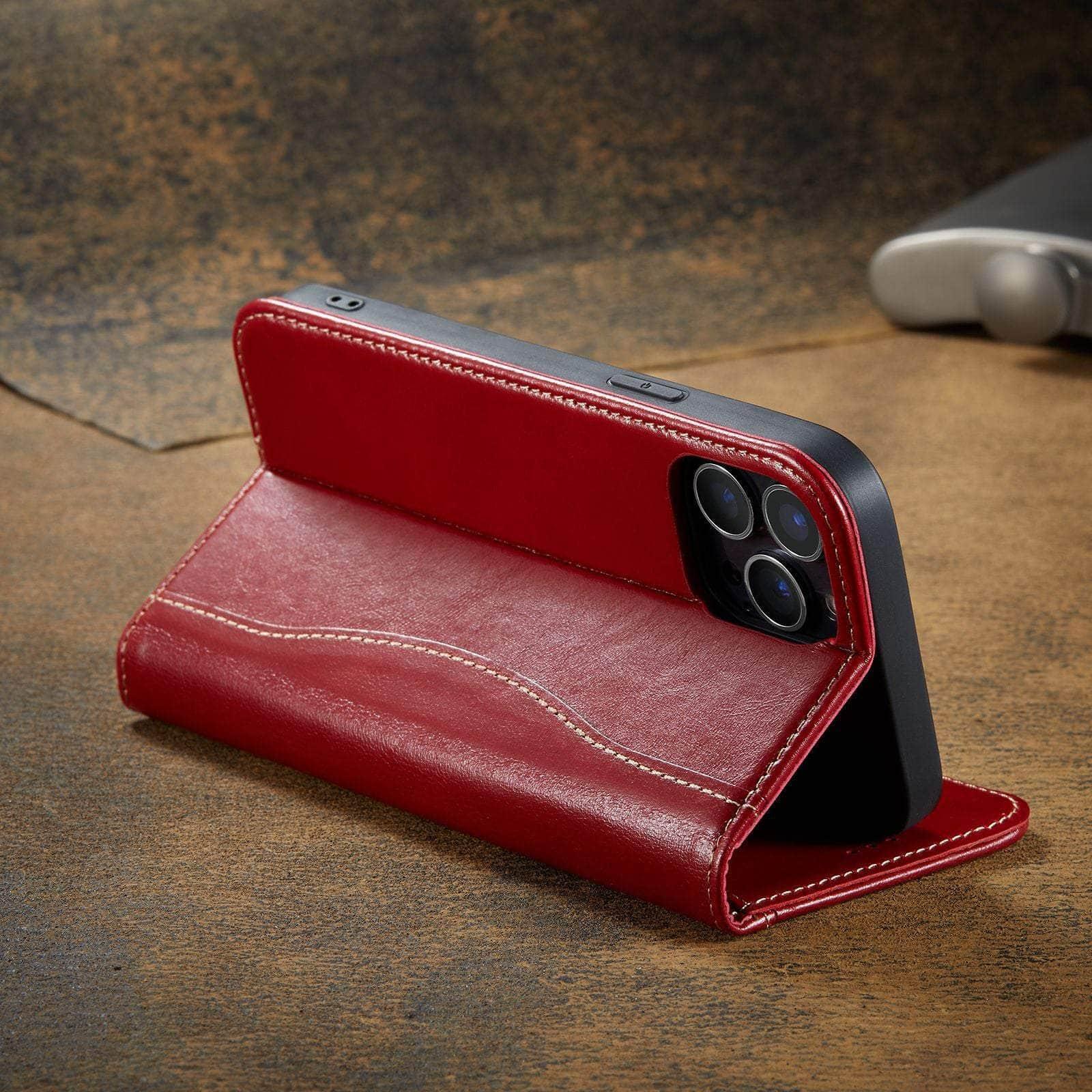Genuine Leather Magnetic Flip Cover for iPhone 14 Pro - Premium Protection with Secure Magnetic Closure - Perfect for Work, Travel & Everyday Use