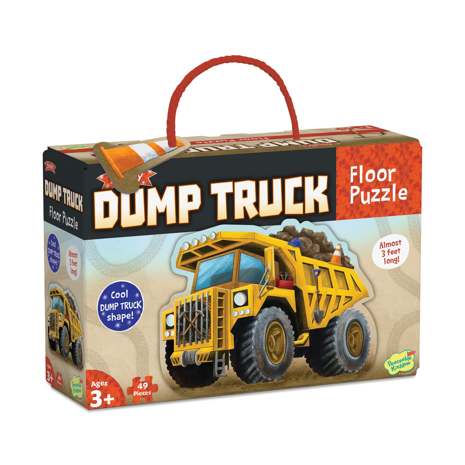 Peaceable Kingdom Shiny Dump Truck Floor Puzzle - 24-Piece Educational Toy for Kids Ages 3-5 | Fun Construction Theme for Playrooms & Preschool Learning