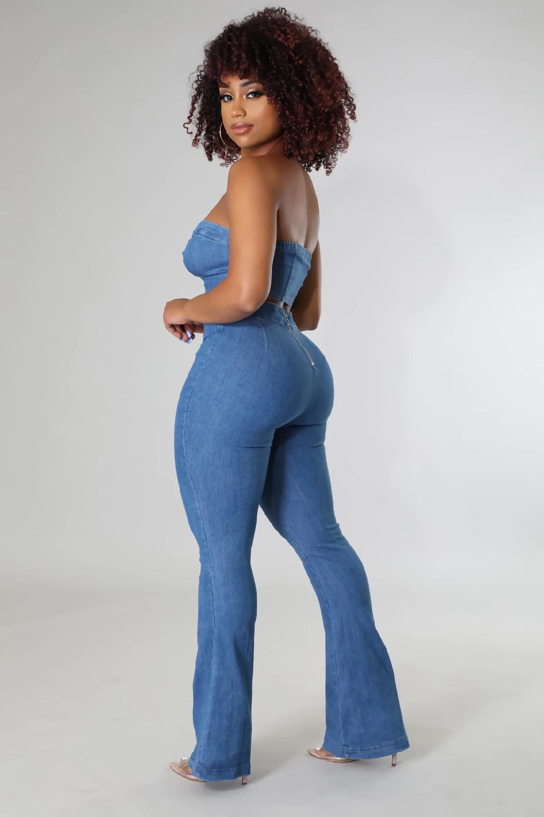 Dahlia Babe Women's Denim Pant Set - Stylish Two-Piece Outfit for Casual Wear, Street Fashion & Everyday Comfort