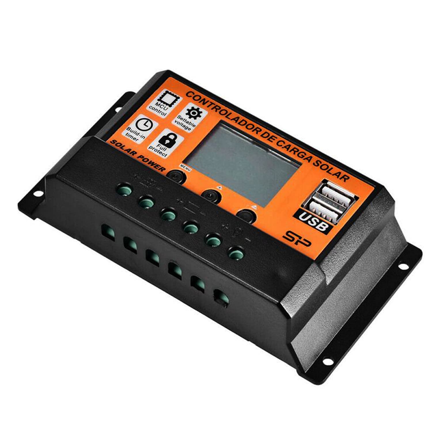 20A Solar Charge Controller with Dual USB Ports - 12V/24V PWM Auto Adjustable LCD Display - Intelligent Solar Panel Regulator for RV, Boat, Off-Grid & Home Solar Systems