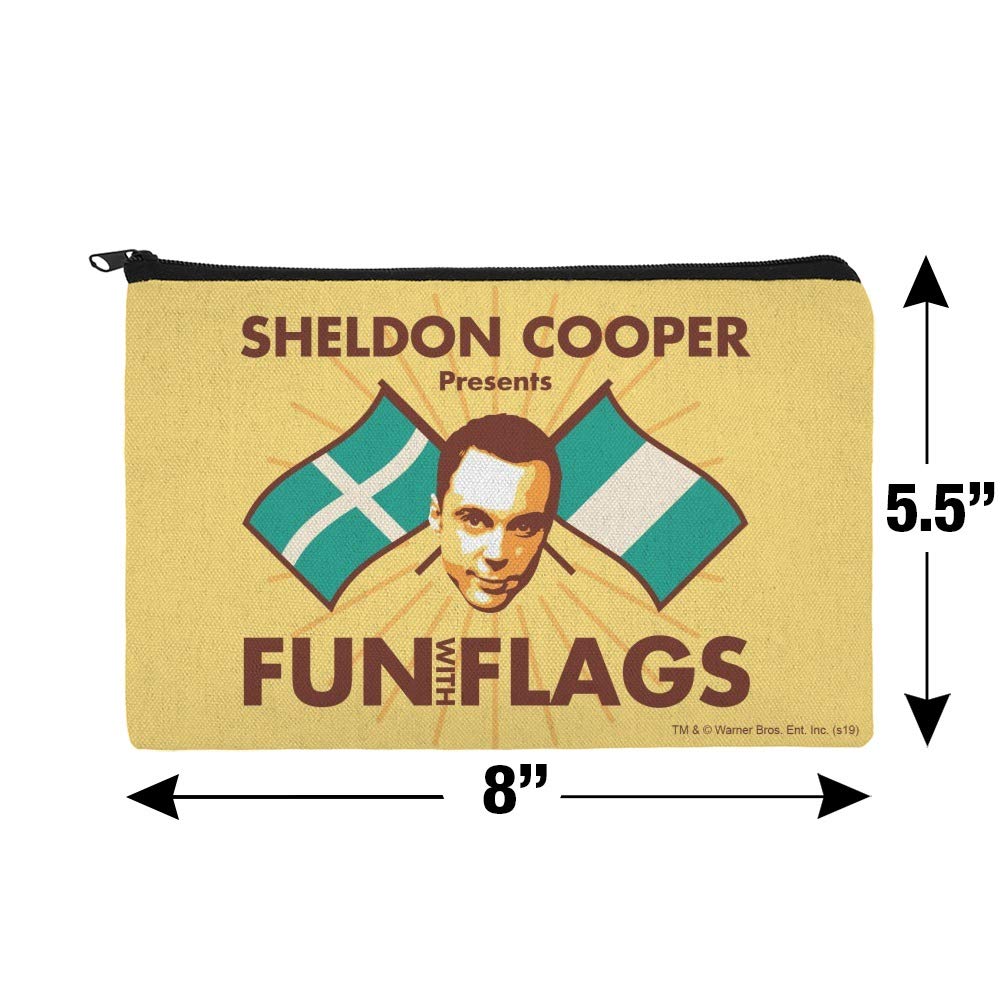 The Big Bang Theory Sheldon Cooper Fun with Flags Cosmetic Bag - Travel Makeup Organizer Pouch for Fans, Gifts & Daily Use