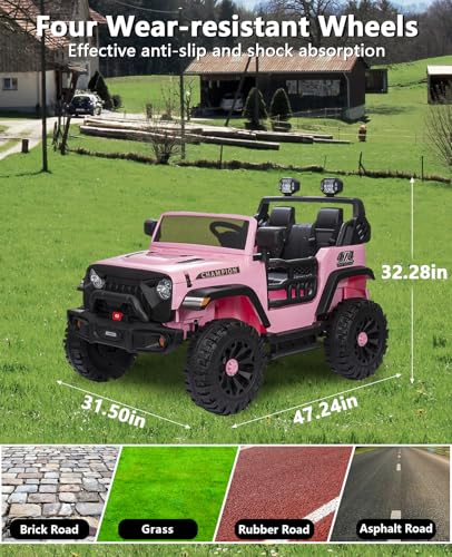GARVEE 24V Kids Electric Ride On Car - 2 Seater XL Power Wheels for Ages 3+, 20
