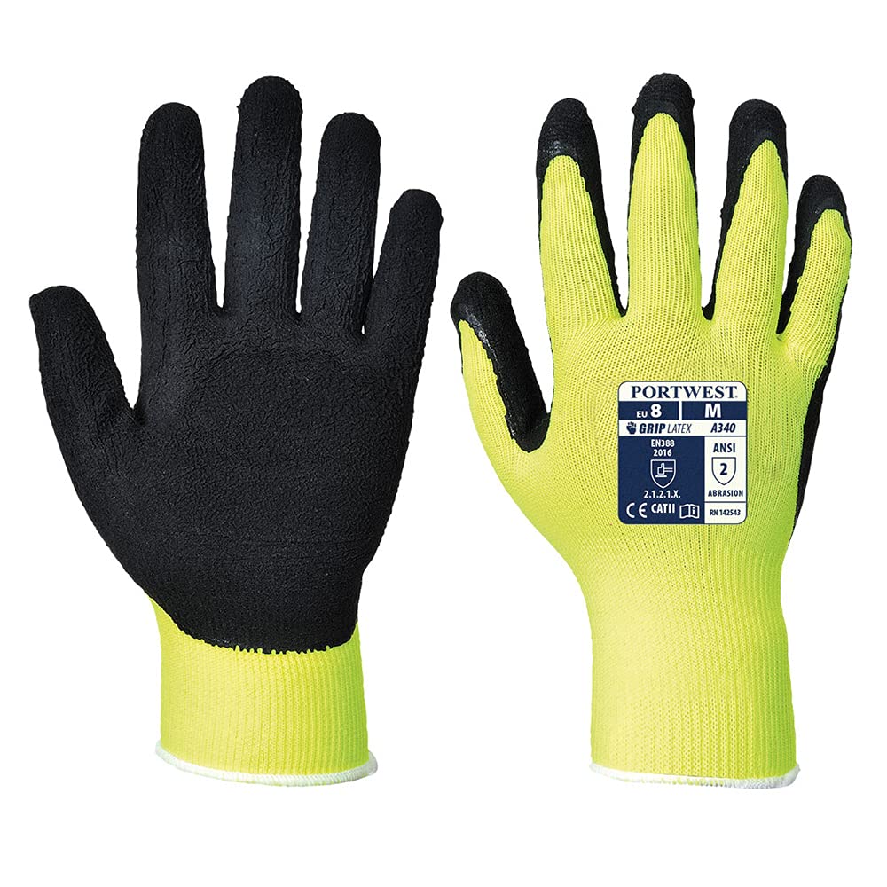 Portwest Hi-Vis Grip Glove - ANSI 105 Certified, XXL Size - Enhanced Safety & Durability for Construction, Warehouse, and Heavy-Duty Work