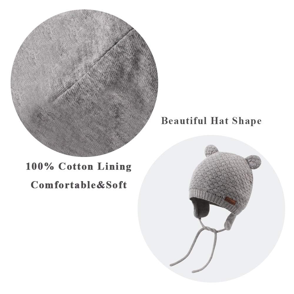 XIAOHAWANG Baby Bear Earflap Hat - Warm Winter Beanie for Toddlers & Infants - Soft Knit Cute Animal Hat for Boys & Girls - Perfect for Fall, Winter & Outdoor Activities
