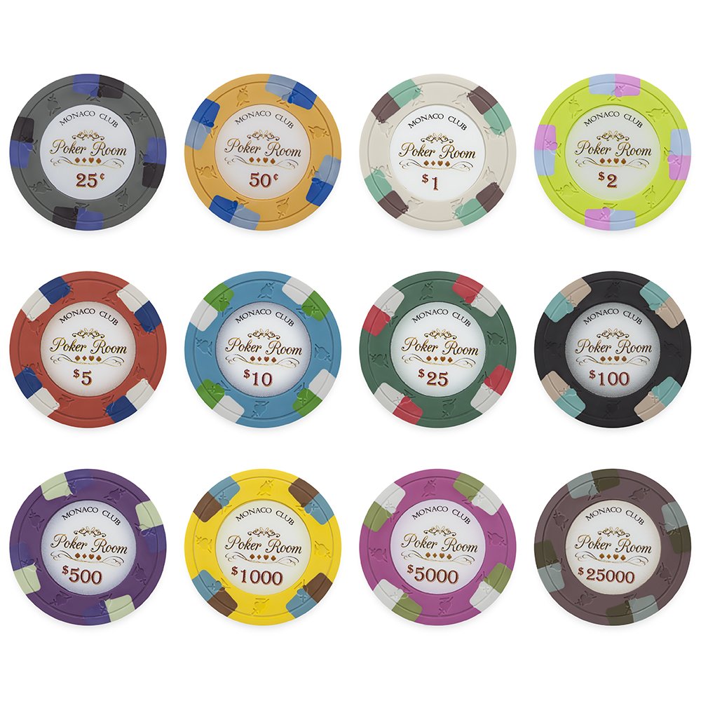 Premium TMG 1000 Chip Monaco Poker Set - 13.5g Clay Composite Casino Chips for Texas Hold'em, Blackjack & Home Games - Professional Poker Tournament Supplies for Game Nights & Casino Parties