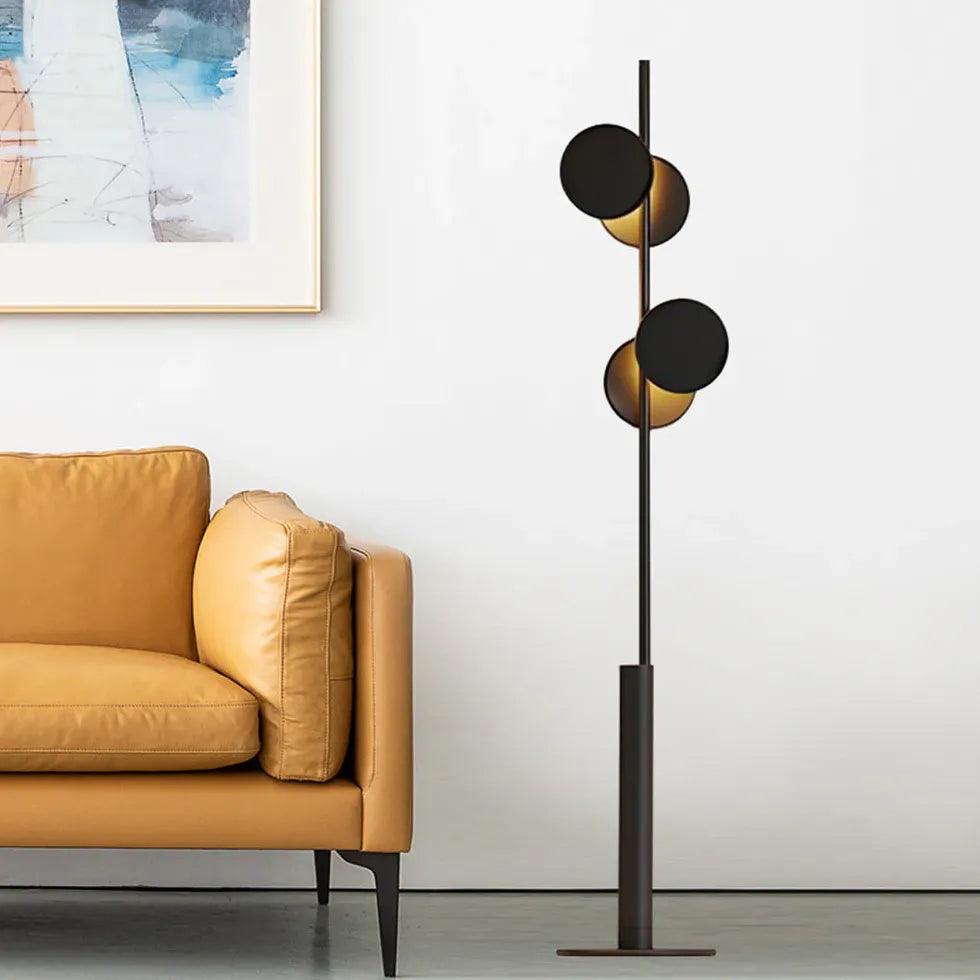 Modern Two-Light Black Matte Disc Floor Lamp - Adjustable Standing Light for Living Room, Bedroom, or Office - Perfect for Reading, Relaxing, and Ambient Lighting