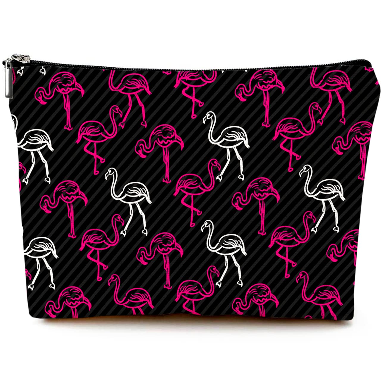 Waterproof Canvas Makeup Bag for Women - Cute Flamingo Cosmetic Pouch with Zipper, Travel Toiletry Organizer | Perfect for Purse, Gym & Vacation Essentials