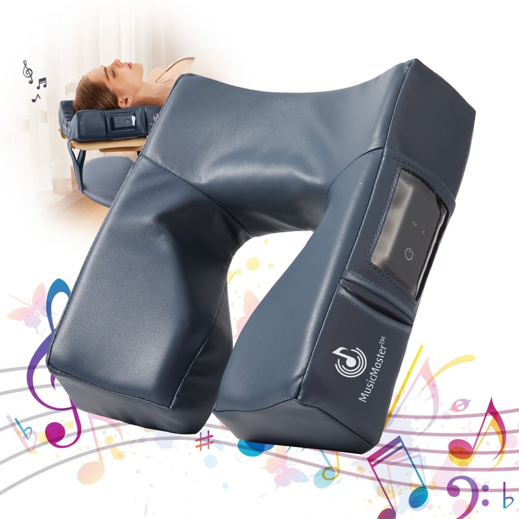 MusicMaster High Fidelity Bluetooth Music Pillow with Ergonomic Face Cushion - Wireless Massage Pillow for Neck & Back Pain Relief, Cream Color - Perfect for Home, Office & Travel Relaxation