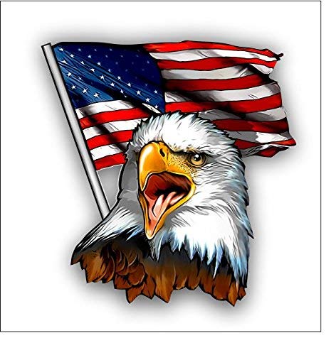 American Flag Bald Eagle Car Decals - Waterproof Vinyl Stickers (5
