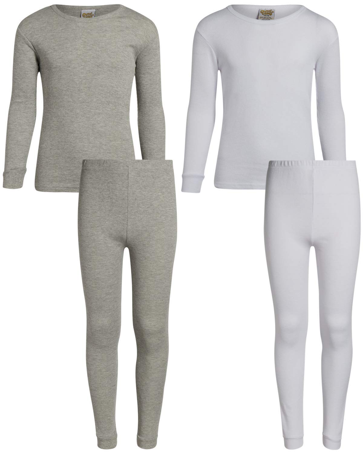 Sweet & Sassy Girls' Thermal Underwear Set - 4 Piece Waffle Knit Top & Long Johns for Toddlers & Kids | Warm Winter Base Layer for Outdoor Play & Snow Activities