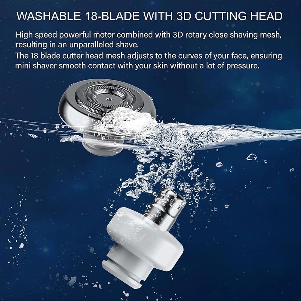 Portable Mini Electric Shaver for Men - 2-in-1 Capsule Razor with USB Rechargeable & Waterproof Design - Travel Beard Trimmer for Home, Office & Gym - Washable & Compact Personal Grooming Kit (White)