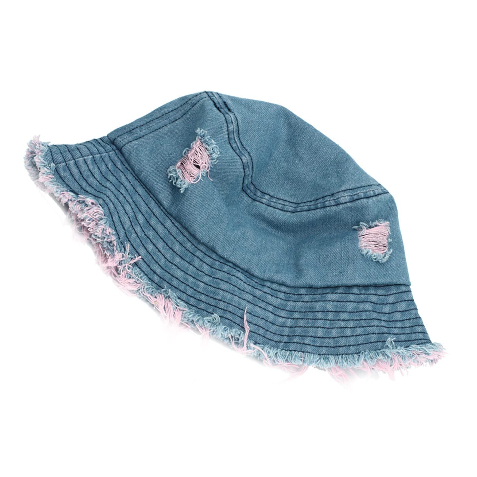 Men's Raiders Bucket Hat - Vintage Washed Denim Fisherman Hat with Tassel Detail, Unisex Casual Sun Hat for Outdoor, Beach, Fishing & Summer Fashion