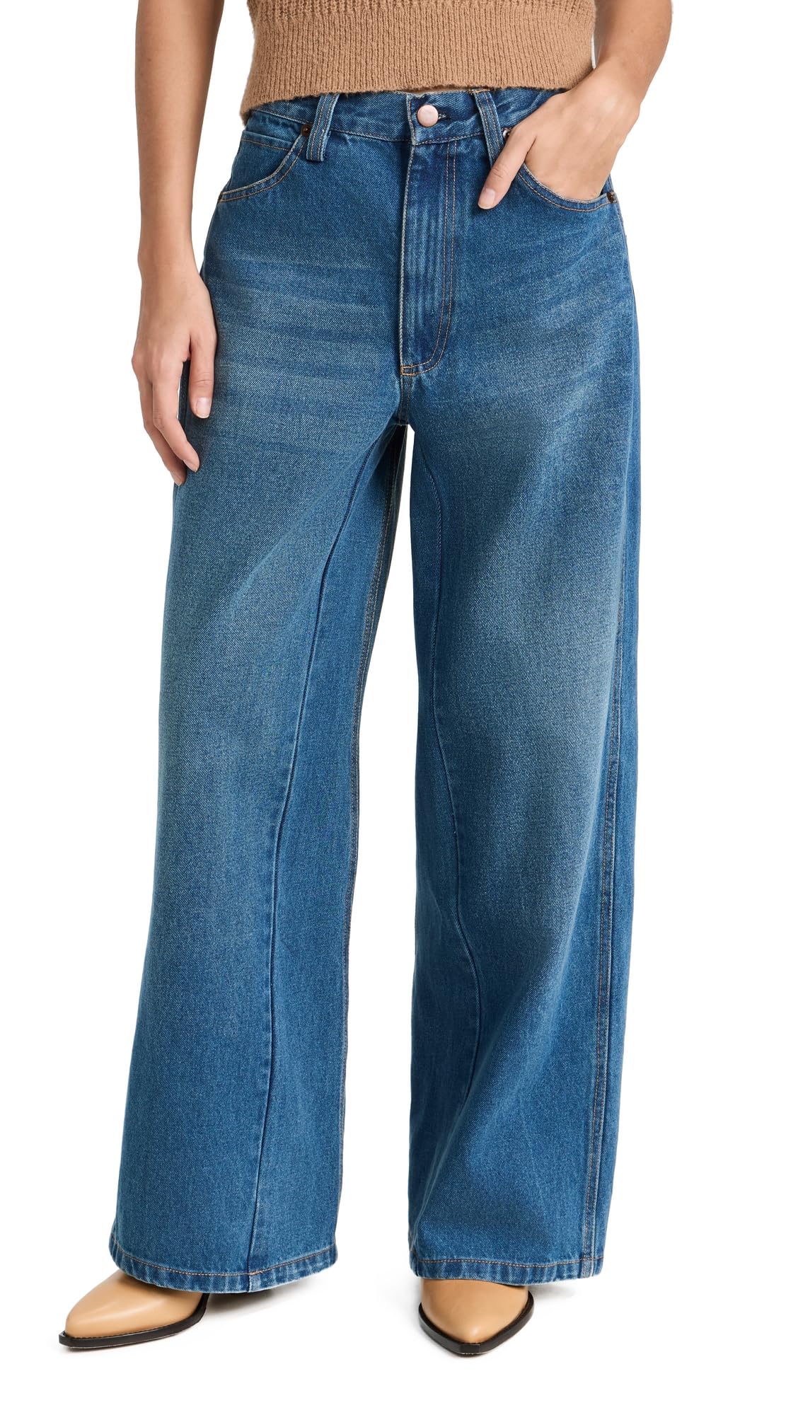 Sea Women's Elena Denim Baggy Pants - High Waisted Loose Fit Jeans for Casual Wear | Perfect for Street Style, Work & Everyday Outfits