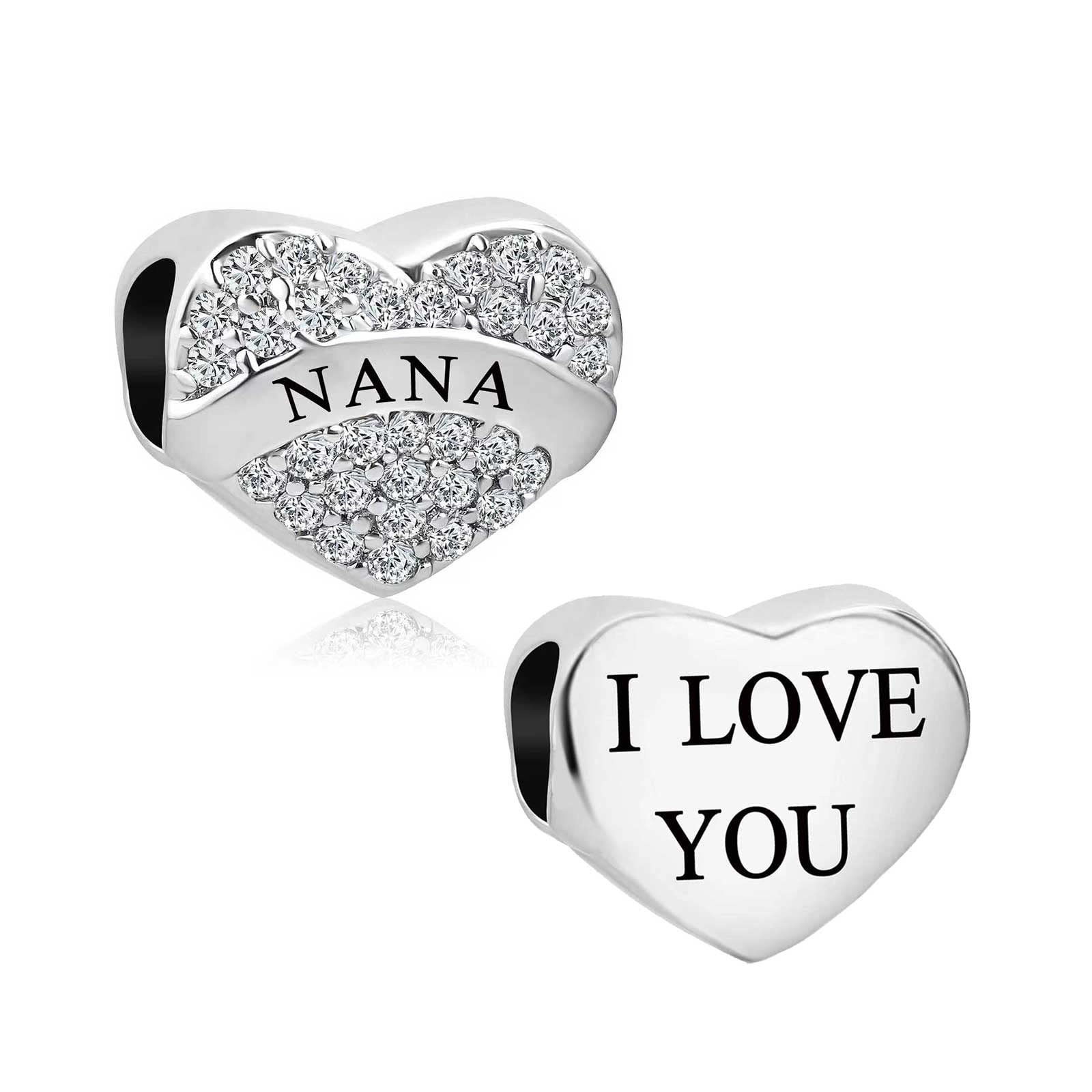 I Love You Charms for Bracelets - Heart Pendant with Sparkling Crystals | Perfect Gift for Sister, Mom, Aunt, Grandma or Daughter | Compatible with Pandora Bracelets | Birthday, Anniversary & Mother's Day Gift Idea