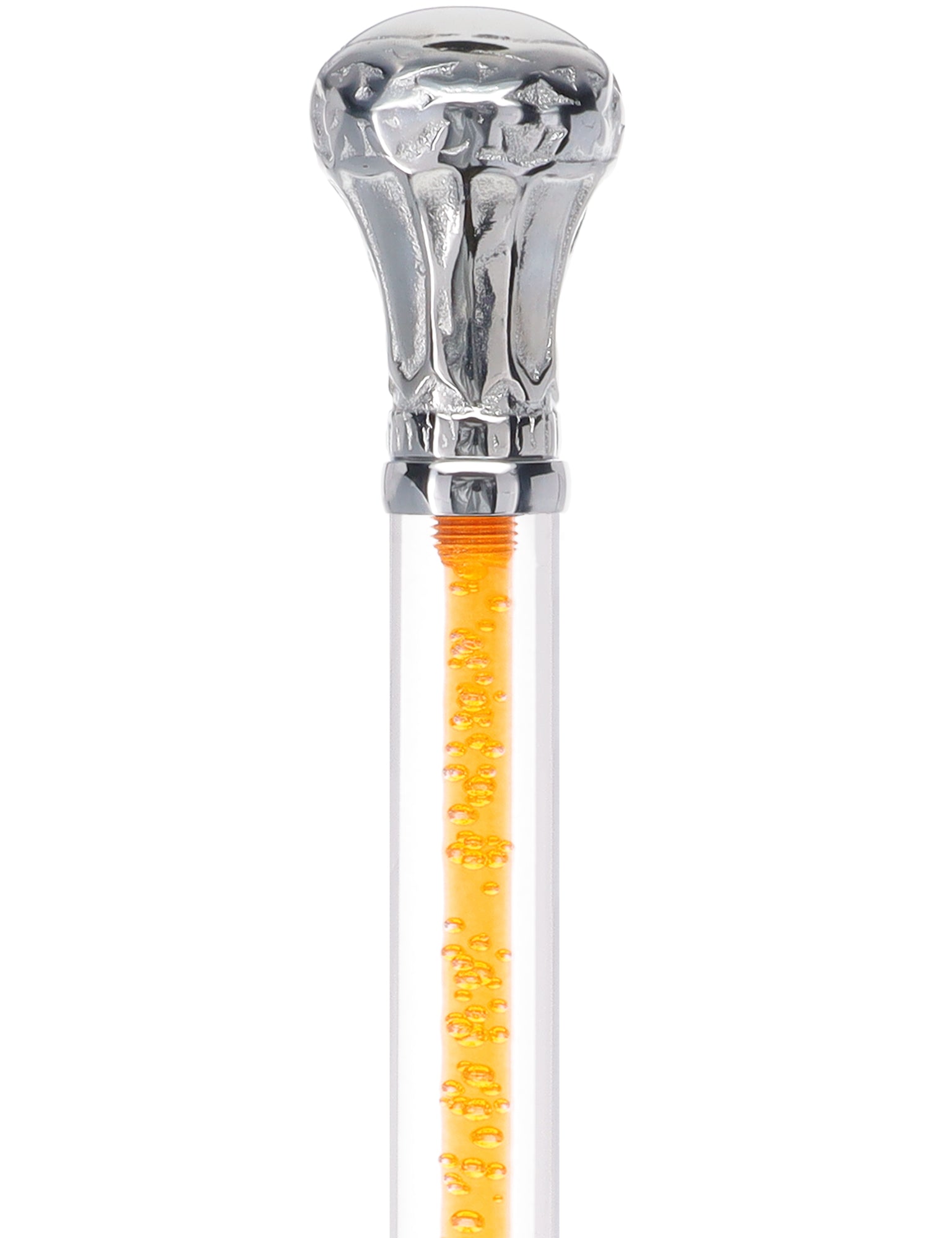 Elegant Chrome Knob Cane with Crystal Accents & Invisible Acrylic Shaft - Stylish Walking Cane for Seniors & Fashionable Mobility Aid for Indoor/Outdoor Use