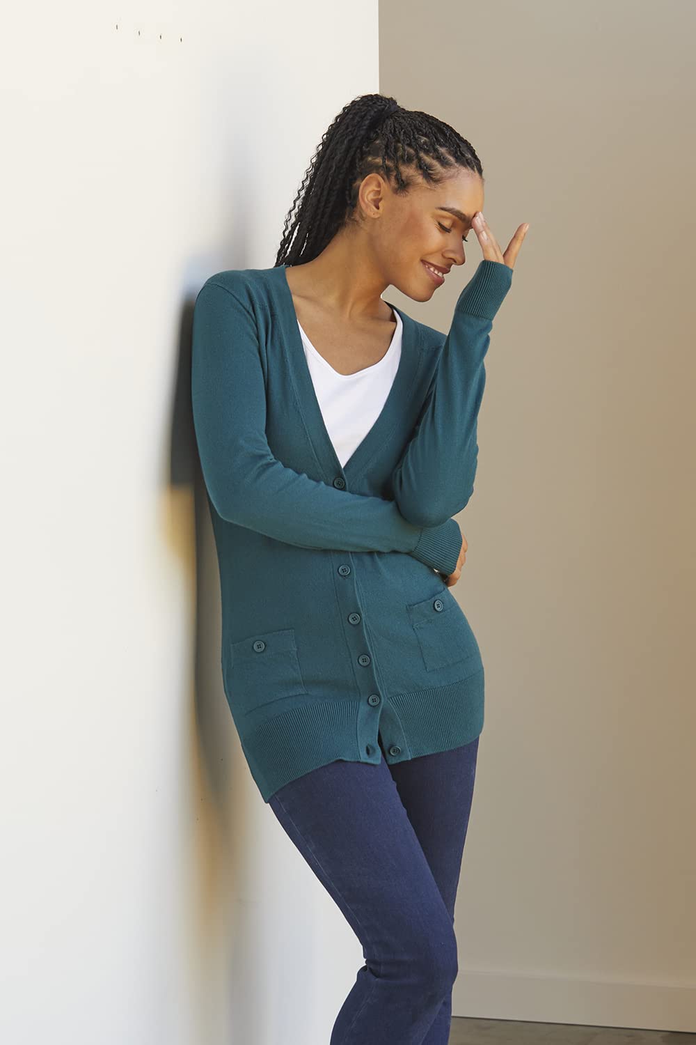 Fair Trade Organic Cotton Boyfriend Cardigan for Women - Cozy Oversized Sweater for Casual Outfits & Layering in Fall & Winter