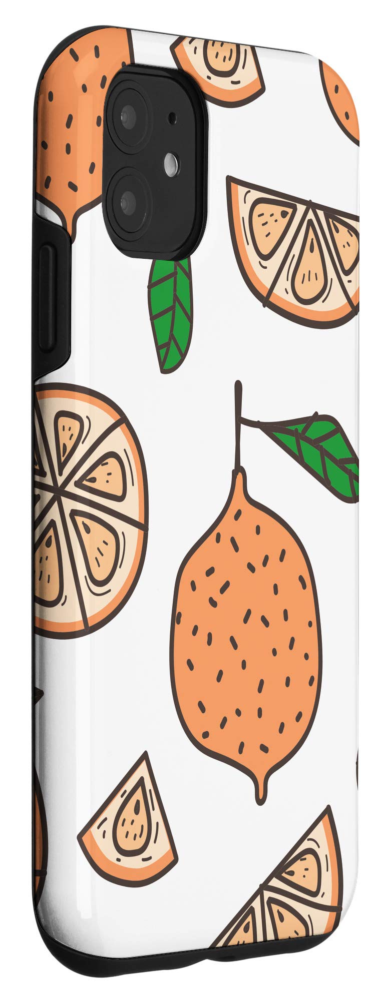 iPhone 11 Citrus Orange Fruit Pattern Case - White Tropical Trendy 2021 Design for Daily Use, Travel, and Summer Vibes