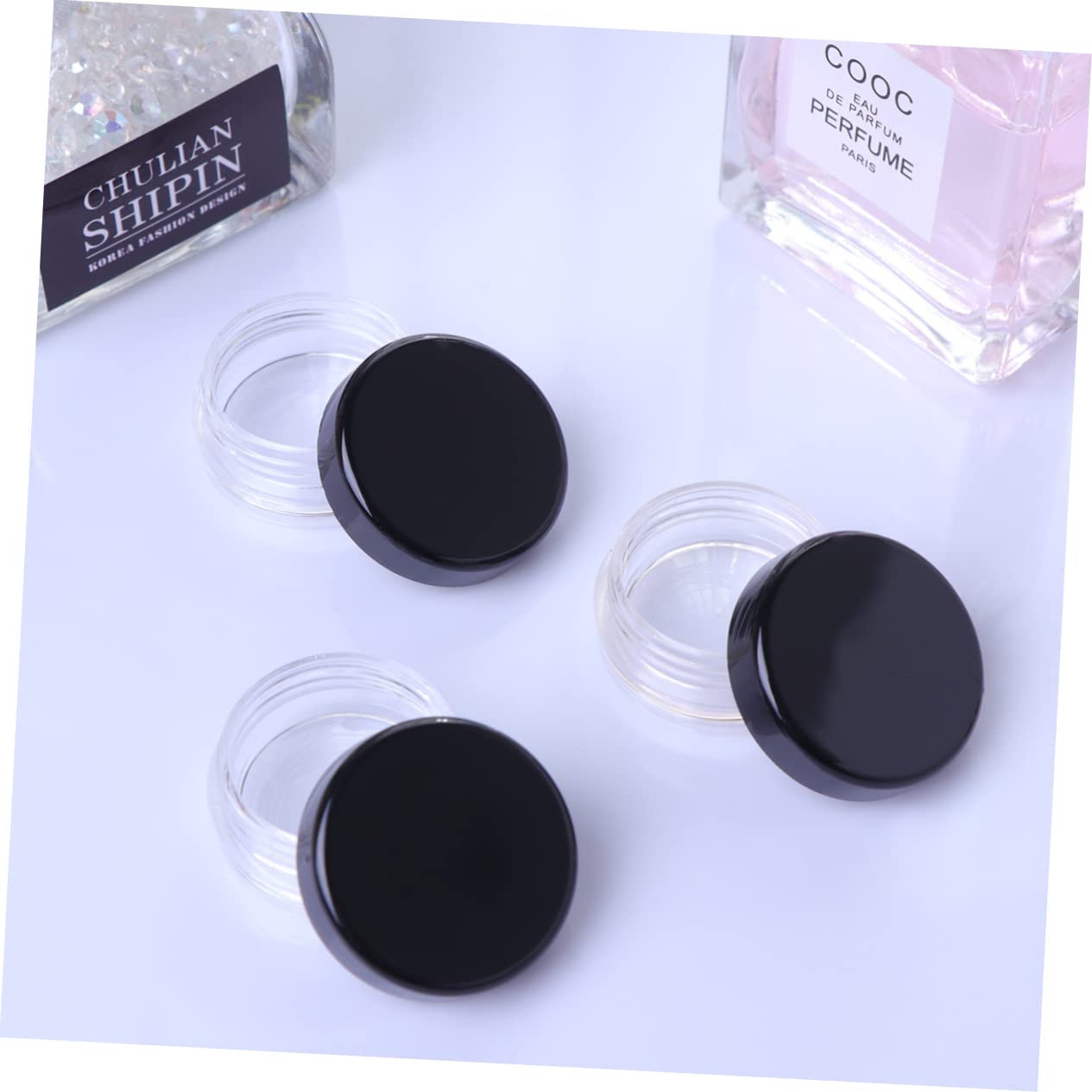 FRCOLOR 150 Pcs Clear Empty Cosmetic Jars - Refillable Lip Gloss Organizer, Eyeshadow Pigment Containers, Lotion Pots & Makeup Powder Holders - Portable Travel Size for DIY Beauty & Salon Use