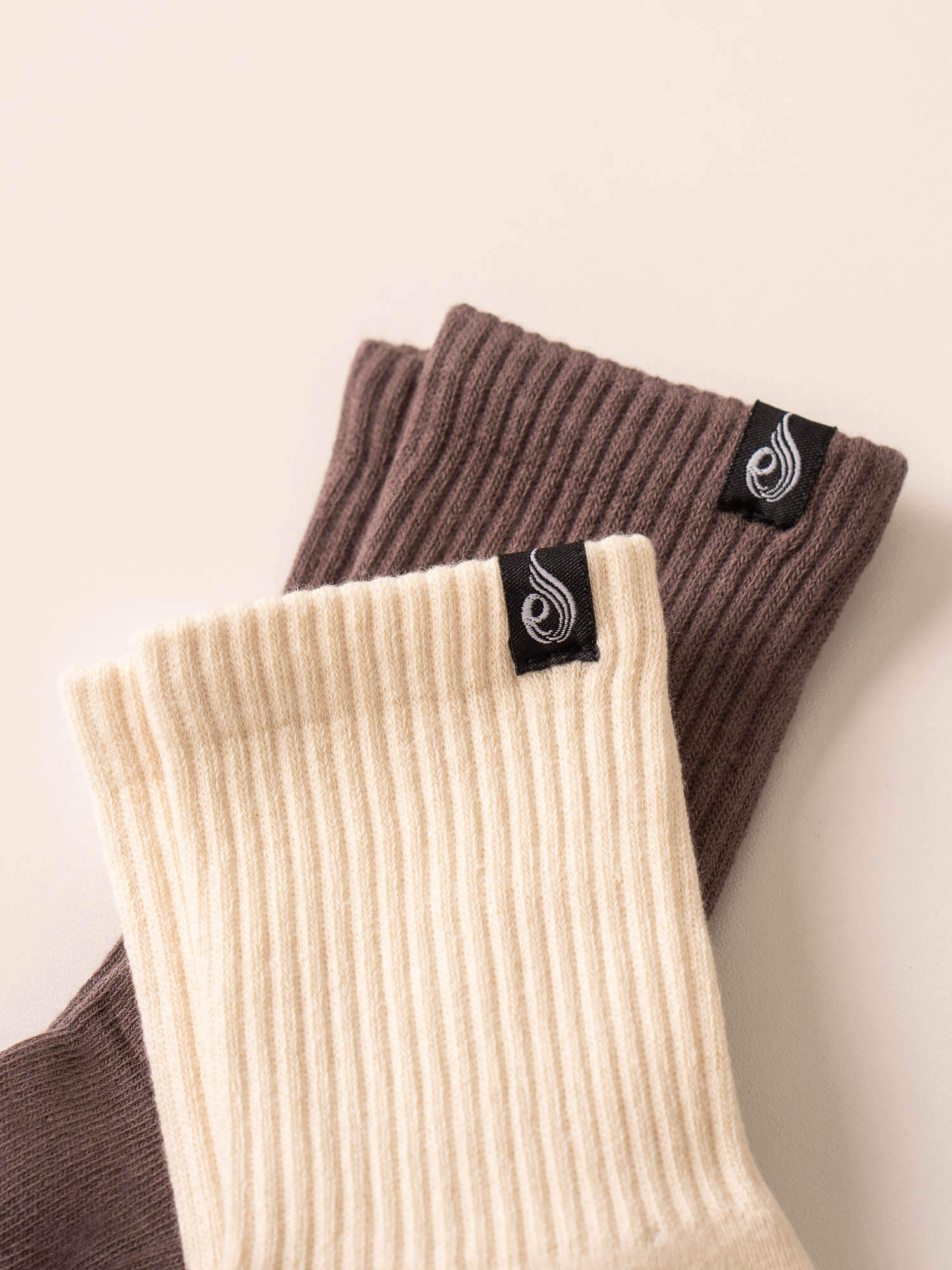 Premium Cotton Crew Socks for Men & Women - Soft Vanilla/Taupe Casual Socks - Perfect for Work, Gym & Everyday Comfort