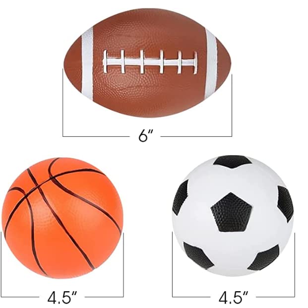 Misco Toys 3-Pack Sports Ball Set for Kids - Includes 6 Inch Basketball, Football, and Soccer Ball - Soft Plastic Playground Balls for Indoor & Outdoor Play - Perfect Birthday Gift for Boys & Girls - Ideal for Backyard Games, School PE Class, and Park Activities