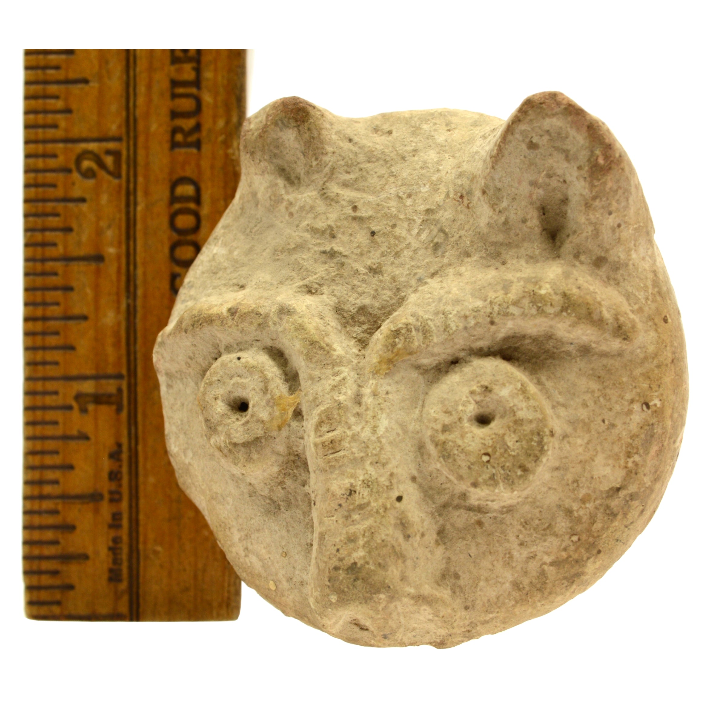 Ancient Pre-Columbian Indian Warrior Head Small Pottery Shard - Authentic Taino or Mayan Artifact for Collectors, Home Decor & Historical Display