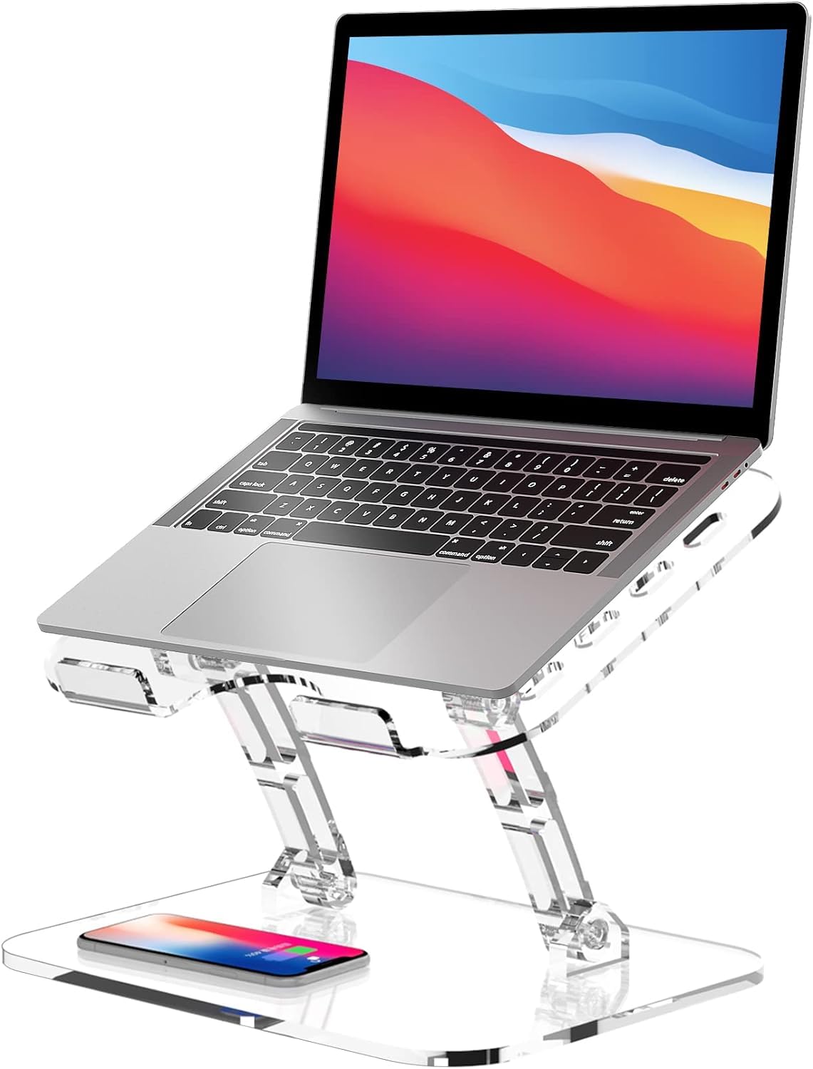 Adjustable & Foldable Laptop Stand - Portable Ergonomic Computer Stand for 10-15.6 Inch Notebooks (MacBook, Dell, HP) - Perfect for Home Office, Gaming & Travel Use