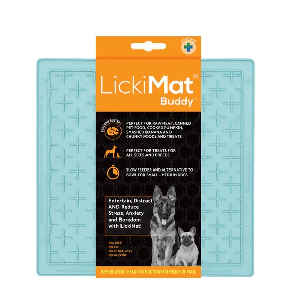 LickiMat Slow Feeder Dog Bowl - Pastel Buddy Pet Licking Mat (4 Colors) for Anxiety Relief, Mealtime Enrichment & Grooming Sessions